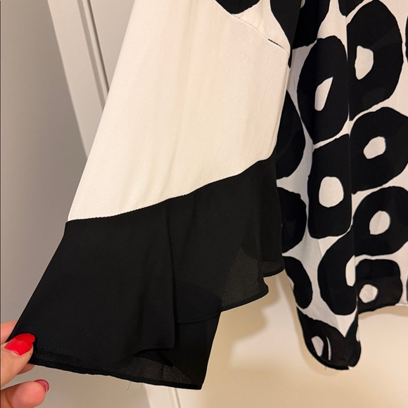 Joseph Ribkoff Monochrome Circle Print Blouse - Picture 3 of 6